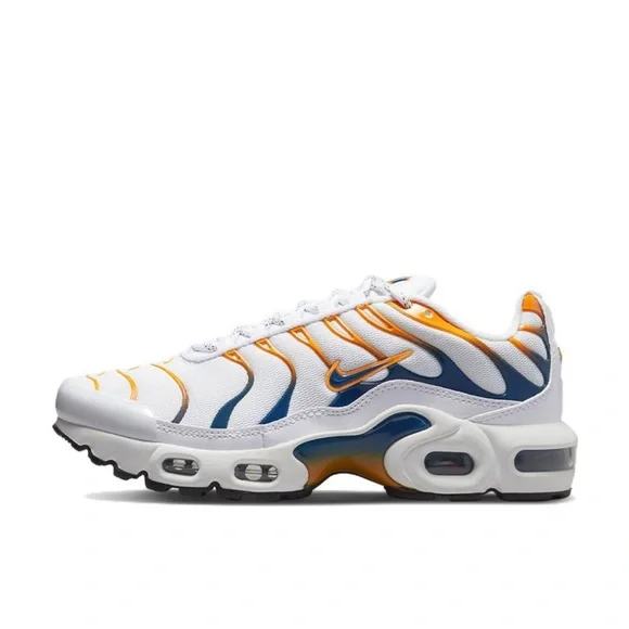 NIKE AIR MAX PLUS (GS) WHITE-BLUE-KUMQUAT-BLACK  [DV7083-100]  New with box - Picture 4 of 9